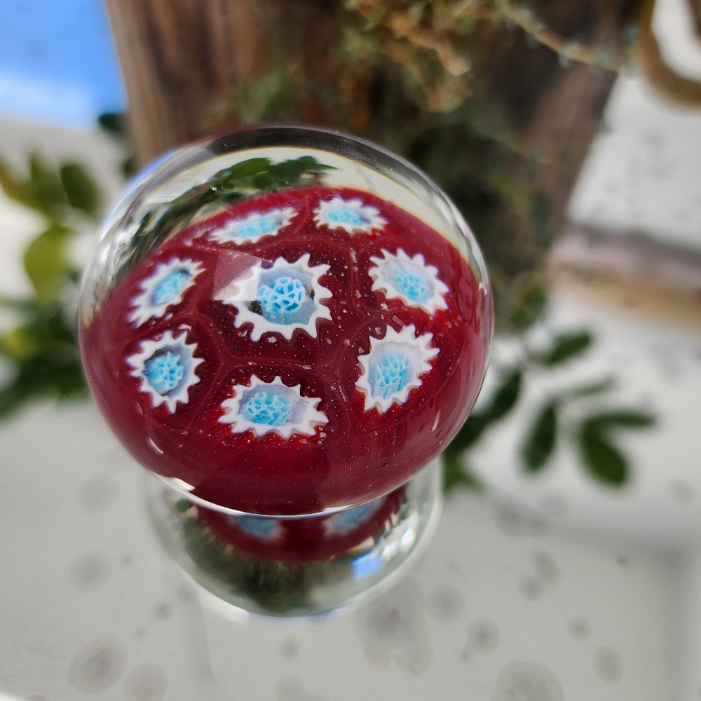 Vtg Art Glass Murano Millefiori Mini Paperweight